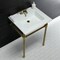 Fauceture KVPB25227W47 Dreyfuss 25" Console Sink W/SS Leg (4", 3 Hole), Wht/Brass KVPB25227W47 - alternate 2